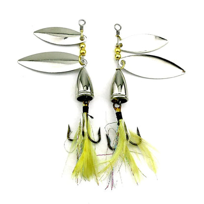 Hengjia 81mm 10.5g Double Sequin Spinner Spoon Rotating Fishing Lure for River Lake Stream