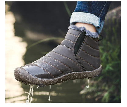 MARSON Men Winter Shoes Solid 4 Colors Men's Snow Boots Plush Inside Bottom Keep Warm Waterproof Ski Boots Plus Size 35 - 48