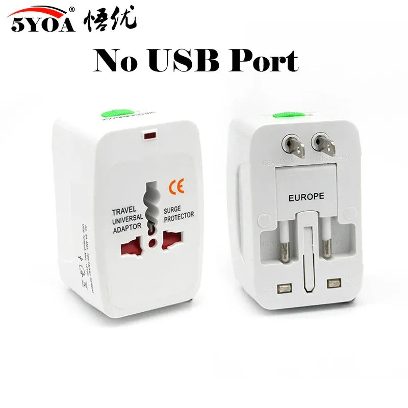 5YOA Power Socket Charging Port Universal Worldwide Travel Wall Charger AC Power AU UK US EU Plug Adapter Adaptor Option 2 USB