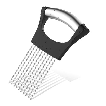 Stainless Steel Onion Cutter Holder Food Slicers Assistant Tomato Onion Slicer Holder Vegetables Cutting Fork Kitchen Gadgets