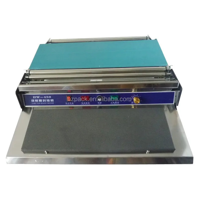 HW-450 Mini Small Manual Flour Tobacco Food Fruit Plastic Stretch Cling Film Shrink Wrap Wrapping Packing Machine Home Use