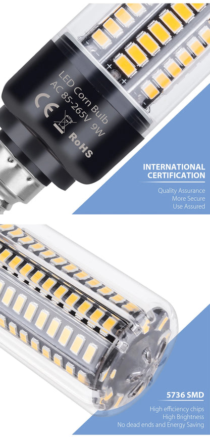 LED E27 High Lumen Candle Lamp E14 Power LED Corn Light 28 40 72 108 132 156 189leds AC 85-265V Smart IC LED Bulb Pendant Lights