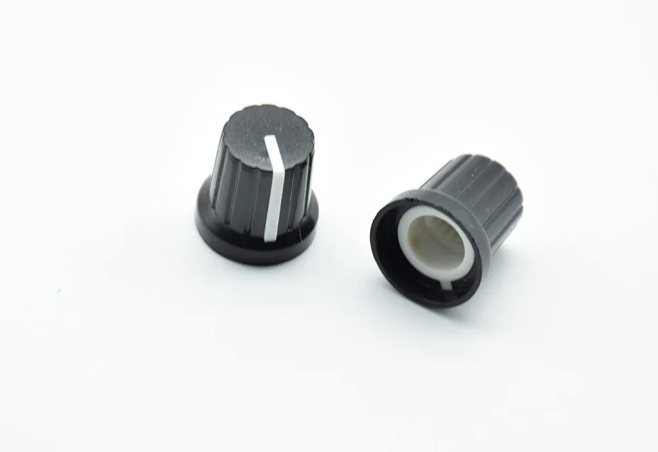 10Pcs  Shaft Hole Dia Plastic Threaded Knurled Potentiometer  6mm  Knobs Caps