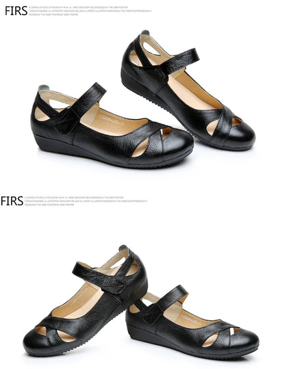 GKTINOO Spring Breathable Genuine Leather Summer Shoes Woman Flat Low Heel Shallow Soft Comfort Flats Mary Janes Women Size 43