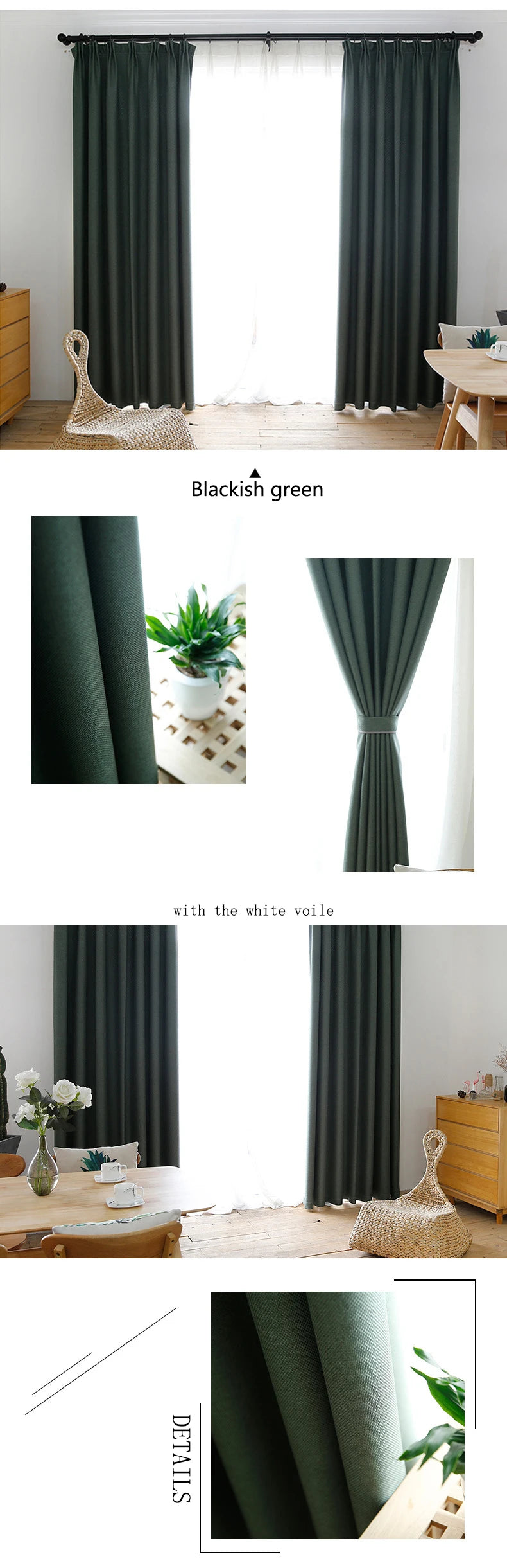 YCENTRE Faux Linen 70%-85% Shading Custom Made Insulating Modern Style Solid Color Blackout Curtain For Living Room Window