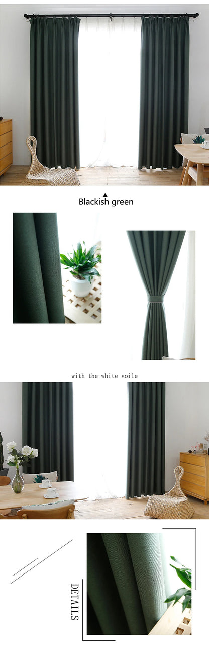 YCENTRE Faux Linen 70%-85% Shading Custom Made Insulating Modern Style Solid Color Blackout Curtain For Living Room Window