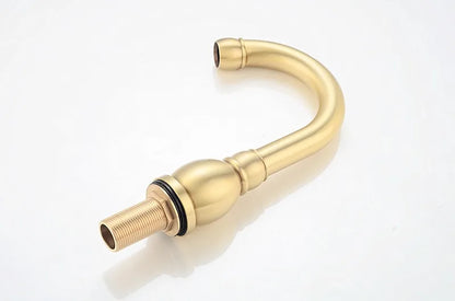 Brushed Gold Basin Water Tap Bathroom Deck Mounted 3 Holes Cross Handle Basin Faucet
