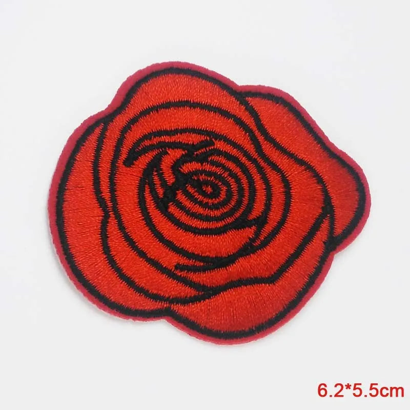 Black Flower Red Rose Embroidered Patch Iron On Patch Clothes Patch For Dress Hat Purse Clothing Woman