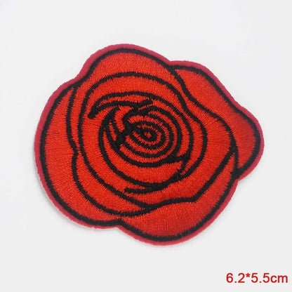 Black Flower Red Rose Embroidered Patch Iron On Patch Clothes Patch For Dress Hat Purse Clothing Woman