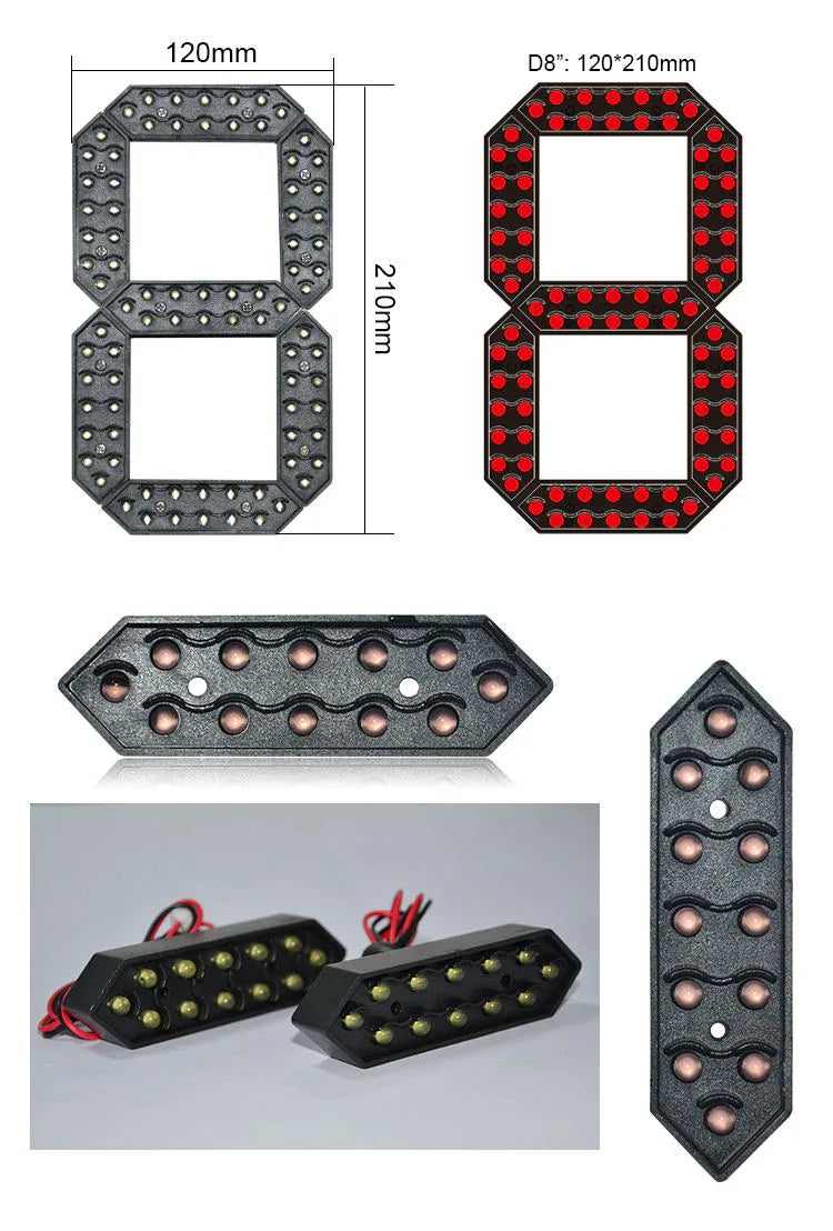 Hot Sale 8 inch Waterproof 7segment Digital Led Module For Price/Time/Temperature/Score Sign