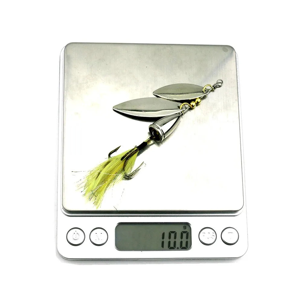 Hengjia 81mm 10.5g Double Sequin Spinner Spoon Rotating Fishing Lure for River Lake Stream