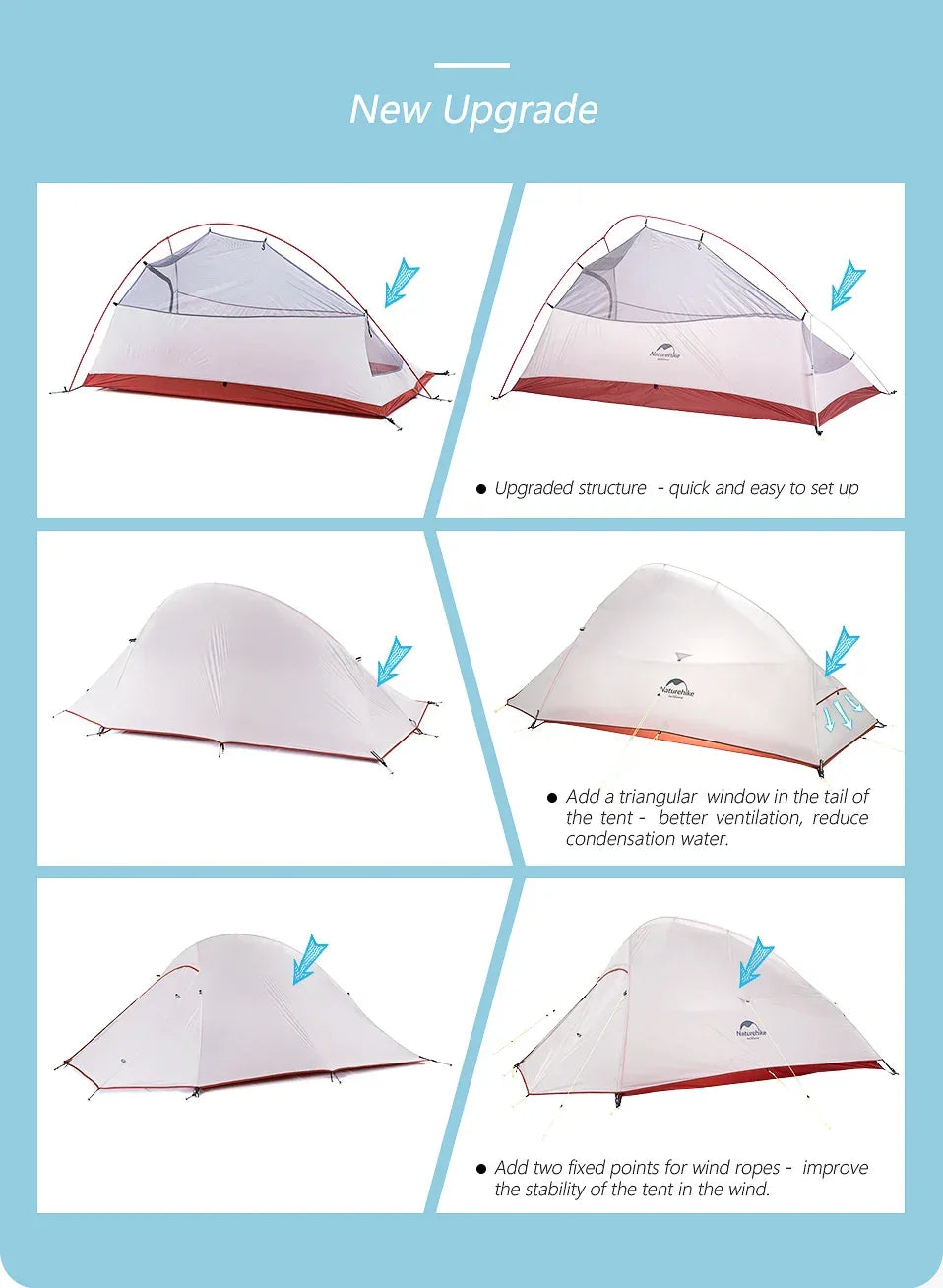 Naturehike Upgraded Cloud Up 2 Person Tent Outdoor Camping Tent Ultralight Waterproof Tent Free Standing Hiking Backpacking Tent