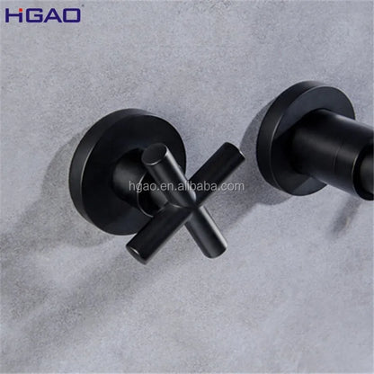Matt Black Bathroom Vanity Faucets Mixer Sink Faucet Tap Single Wall Mounted Ceramic Factory Direct Wholesale Brass In-Wall