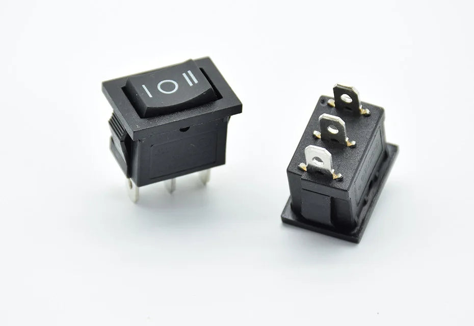 5PCS/lot 21 * 15 * 21mm black SPDT On/Off/On AC 6A/250V 10A/125V 3 Pin Boat Rocker Switch Third Gear 3 Position