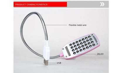 MeeToo 28LEDs reading lamp LED USB Book light Ultra Bright Flexible 4 Colors for Laptop Notebook PC Computer 1Pcs New Arrival
