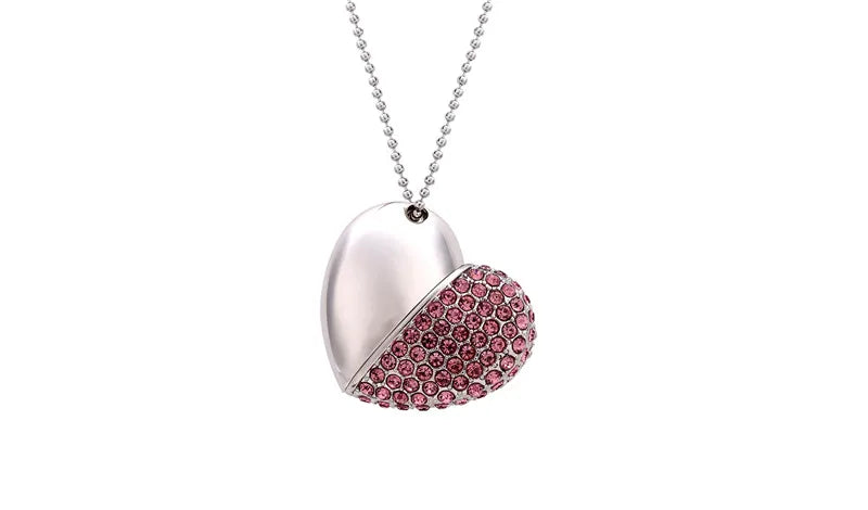 High Speed Metal Necklace USB 3.0 Flash Drive 4G 8G 16GB 32GB 64GB 128GB Heart Pen Drives Gifts  Memory Stick 100% Real Capacity