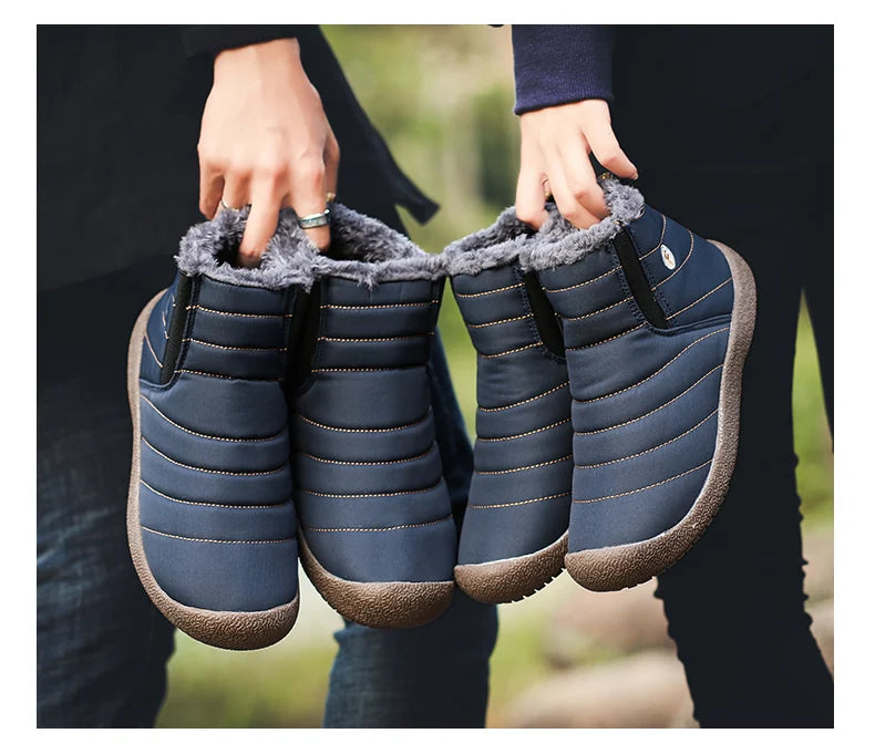 MARSON Men Winter Shoes Solid 4 Colors Men's Snow Boots Plush Inside Bottom Keep Warm Waterproof Ski Boots Plus Size 35 - 48