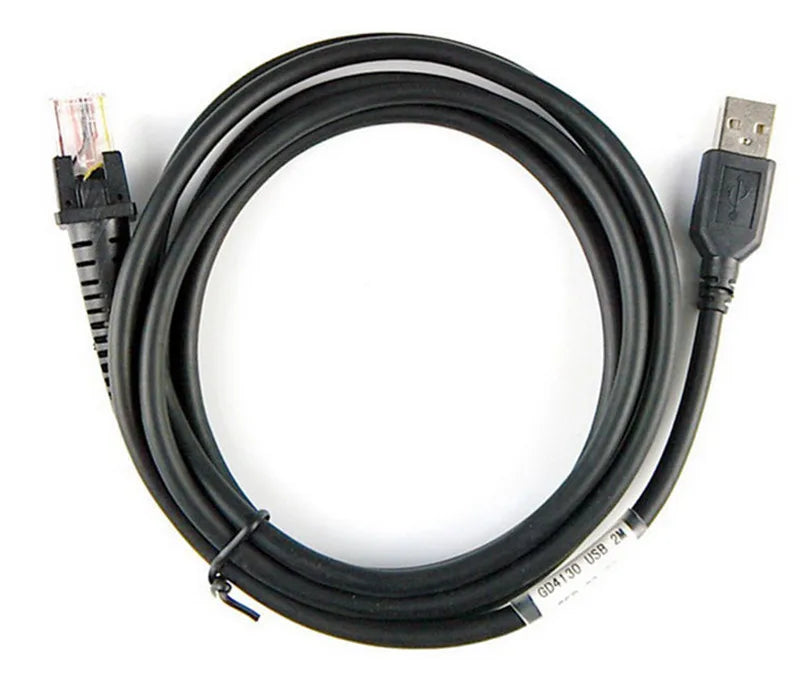 12ft 5M CBA-R03-C12PAR Coiled Retractable RJ45 RS232 Cable TPE/PVC Tinned Copper Conductor 18-Month Warranty for Symbol LS2208