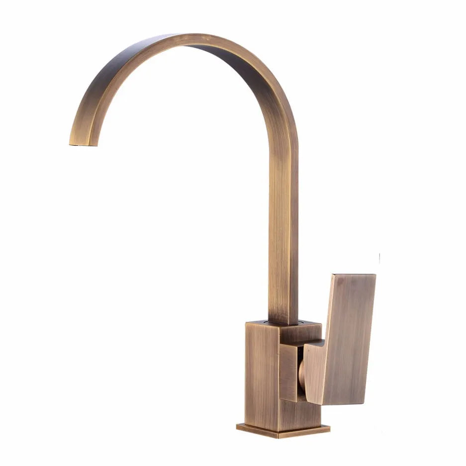 Bronze Antique Brass Kitchen Single Handle High Arc Sink Faucet