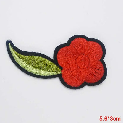 Black Flower Red Rose Embroidered Patch Iron On Patch Clothes Patch For Dress Hat Purse Clothing Woman