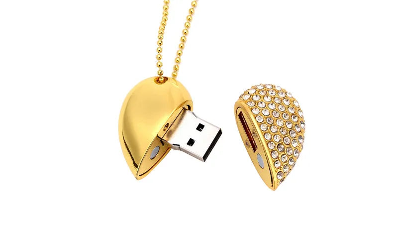 High Speed Metal Necklace USB 3.0 Flash Drive 4G 8G 16GB 32GB 64GB 128GB Heart Pen Drives Gifts  Memory Stick 100% Real Capacity