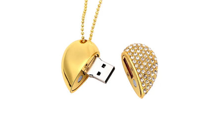 High Speed Metal Necklace USB 3.0 Flash Drive 4G 8G 16GB 32GB 64GB 128GB Heart Pen Drives Gifts  Memory Stick 100% Real Capacity