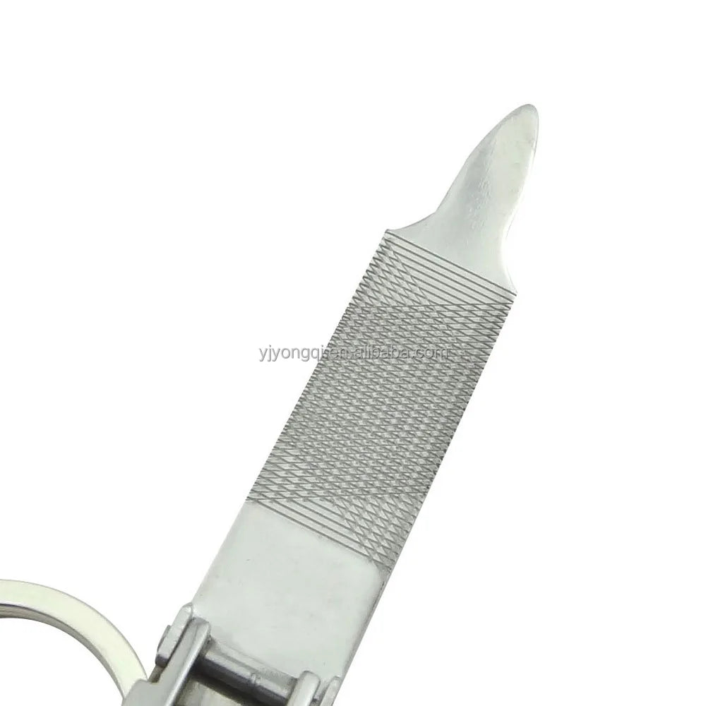 Portable Keychain Nail Clippers Medical Grade Stainless Steel Foldable Nail Cutter With Leather Case Ultra Slim Travel Design