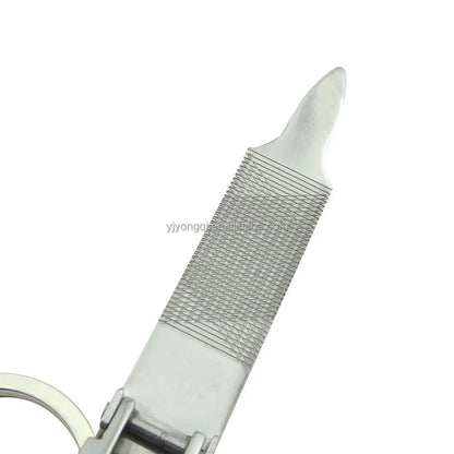 Portable Keychain Nail Clippers Medical Grade Stainless Steel Foldable Nail Cutter With Leather Case Ultra Slim Travel Design