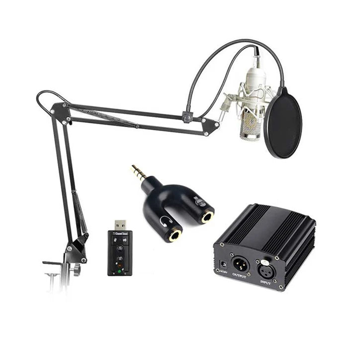 Professional Condenser Audio 3.5mm Wired BM800 Studio Microphone Vocal Recording KTV Karaoke Microphone Mic W/Stand for Computer