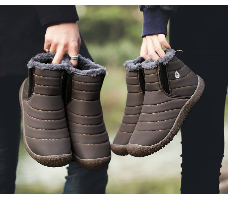 MARSON Men Winter Shoes Solid 4 Colors Men's Snow Boots Plush Inside Bottom Keep Warm Waterproof Ski Boots Plus Size 35 - 48