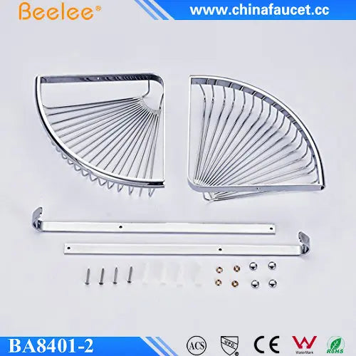 Beelee Wall Mounted Bathroom Shampoo and Shower Holder Corner Basket Bathroom Shelf Rack