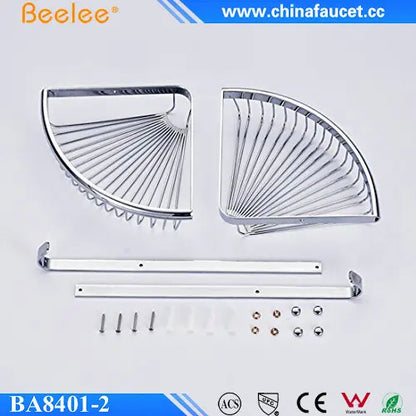 Beelee Wall Mounted Bathroom Shampoo and Shower Holder Corner Basket Bathroom Shelf Rack