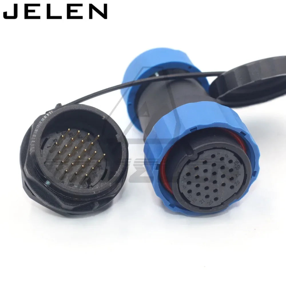 SD28  waterproof connector 2 3 4 5 6 7 9 10 12 14 16 19 22 24 26pin power cable  wire connectors SP28 plug and socket IP68