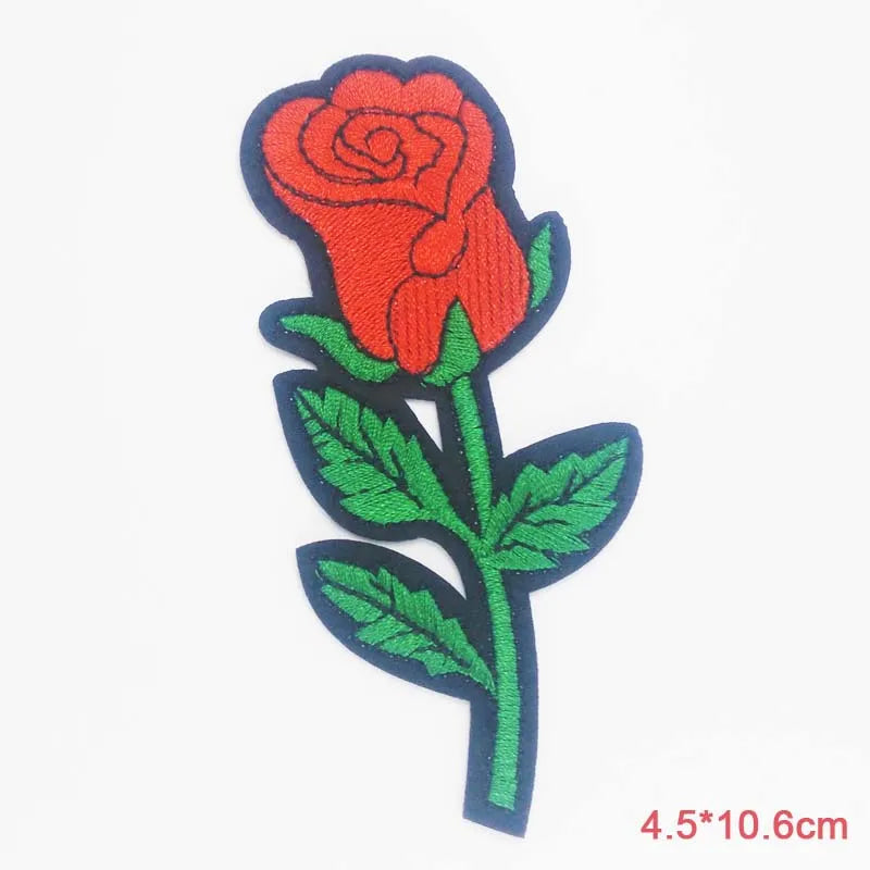 Black Flower Red Rose Embroidered Patch Iron On Patch Clothes Patch For Dress Hat Purse Clothing Woman
