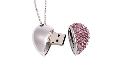 High Speed Metal Necklace USB 3.0 Flash Drive 4G 8G 16GB 32GB 64GB 128GB Heart Pen Drives Gifts  Memory Stick 100% Real Capacity