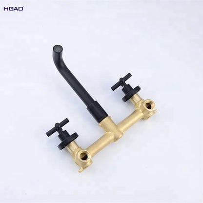Matt Black Bathroom Vanity Faucets Mixer Sink Faucet Tap Single Wall Mounted Ceramic Factory Direct Wholesale Brass In-Wall