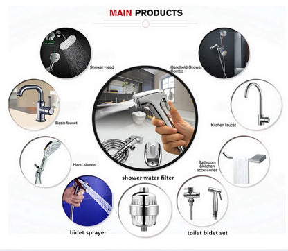 Bathroom Wall Mounted Chrome-Plated Brass Toilet Companion Bidet Sprayer Set