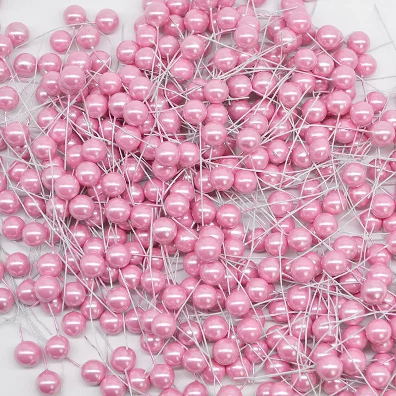 50Pcs/lot Mini Artificial Flower Fruit Stamens Cherry Christmas Plastic Pearl Berries for Wedding DIY Gift Box Decorated Wreaths