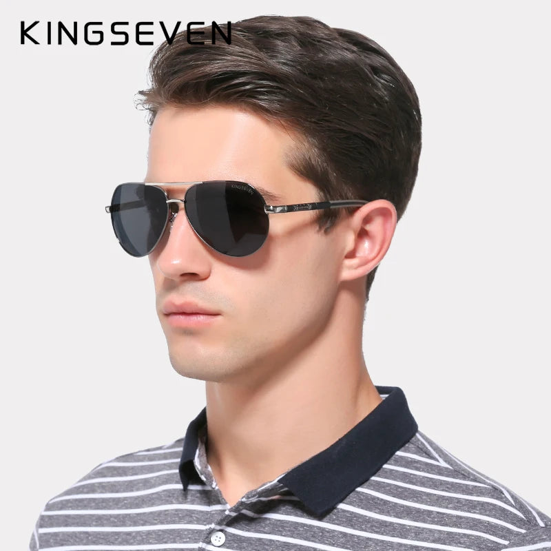 KINGSEVEN Aluminum Magnesium Men's Sunglasses Polarized Men Coating Mirror Glasses oculos Male Eyewear Accessories For Men K725