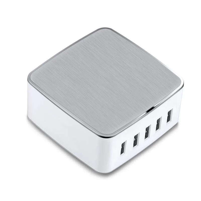 Factory OEM UK US EU KR AU Plug  AC Cable CE KC FCC Certified 40W 5V8A  5Ports USB Cell Phone Charger Station