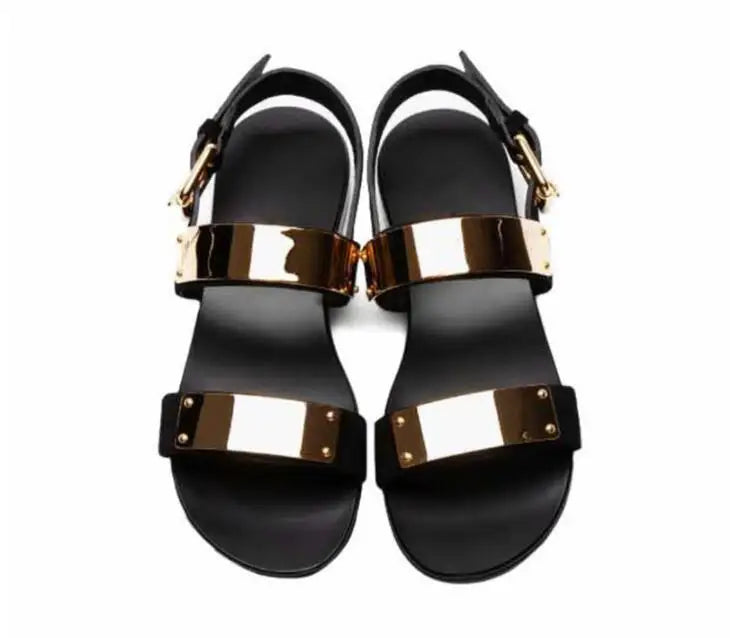 Summer Men Shoes Designer's Genuine Leather Men Sandalias Zapatos Mujer Rome Rock Fashion Mens Sandal Shoes flat men sandals