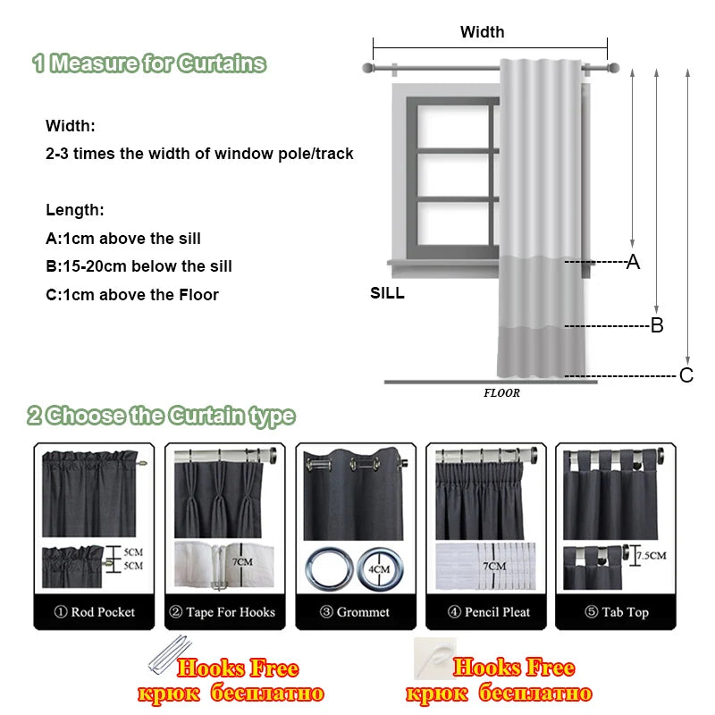 YCENTRE High Shading Rate Blackout Curtain, Blinds for Living Room, Window Treatment Drapes for Bedroom,Big size Custom Made