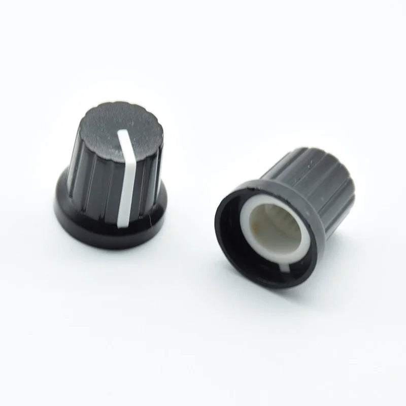 10Pcs  Shaft Hole Dia Plastic Threaded Knurled Potentiometer  6mm  Knobs Caps
