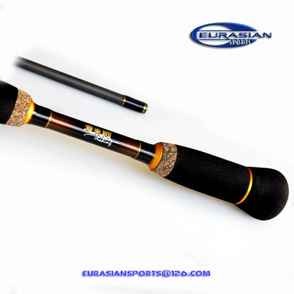 2.10m 10-30g MH Fast Action Carbon Spinning or Casting Fishing Rod Ceramics Gold Ring Guide Handle with Hard EVA+ruber Cork