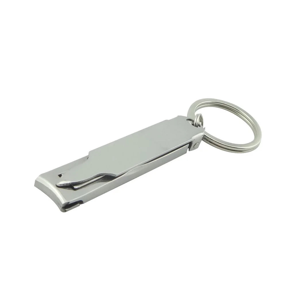 Portable Keychain Nail Clippers Medical Grade Stainless Steel Foldable Nail Cutter With Leather Case Ultra Slim Travel Design