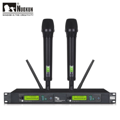 Professional Dual Channel True Diversity Handheld UHF Wireless Microphone Dynamic Metal Microphone for Performance