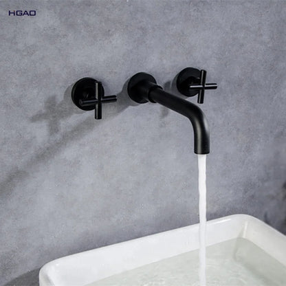 Matt Black Bathroom Vanity Faucets Mixer Sink Faucet Tap Single Wall Mounted Ceramic Factory Direct Wholesale Brass In-Wall