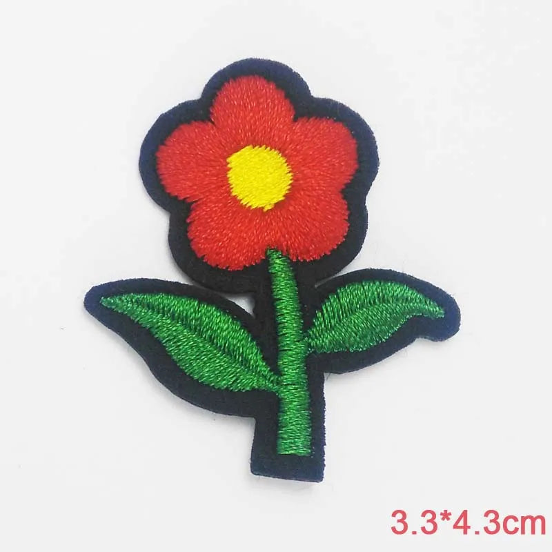 Black Flower Red Rose Embroidered Patch Iron On Patch Clothes Patch For Dress Hat Purse Clothing Woman