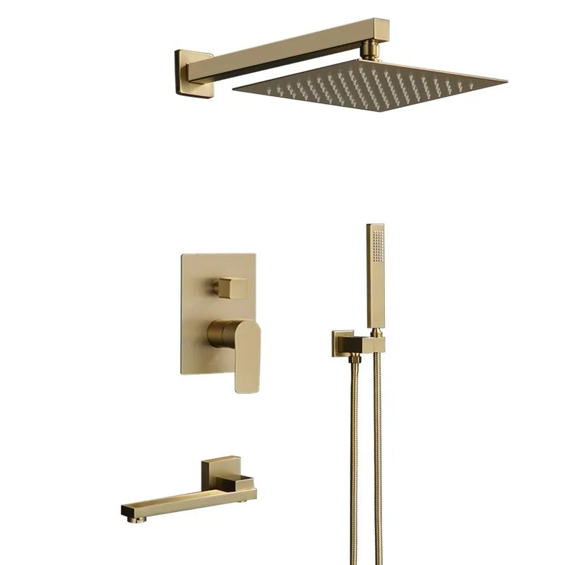 Brushed Gold Basin Water Tap Bathroom Deck Mounted 3 Holes Cross Handle Basin Faucet