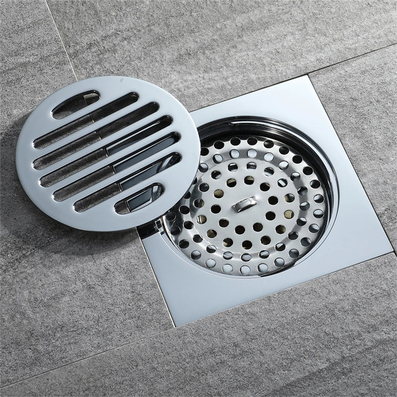 HIDEEP Modern Chrome Plated Brass 4 Inch Anti-Odor Floor Drain for Bathroom Kitchen & Hotel